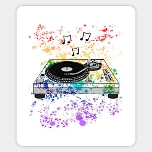 DJ Turntable Rainbow Colours Music Producer Musician Sticker